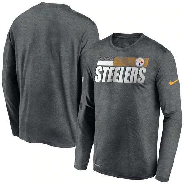 Pittsburgh Steelers 2020 Grey Sideline Impact Legend Performance Long Sleeve NFL T-Shirt (All Size)